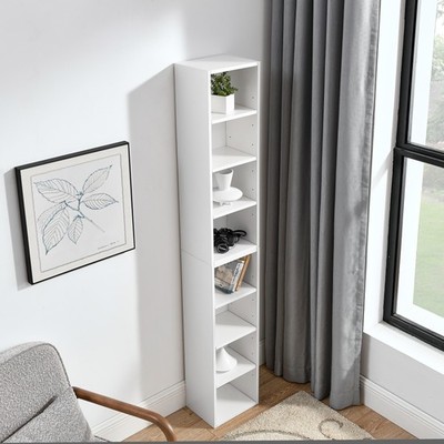 8-Tier Media Storage Cabinet Movie Video Organizer DVD CD Tower Stand Shelf Rack