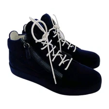 Giuseppe Zanotti Men's Navy High-Top Velour Sneakers. Size 42 EU. Never Used.