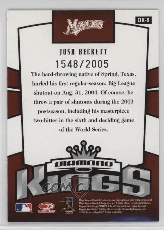 2005 Donruss Diamond Kings Silver /2005 Josh Beckett #DK-9 - Image 2 of 2