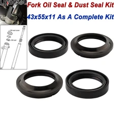 1 Set 43x55x11 Motorcycle Front Fork Damper Shock Oil Seal & Dust Seal Kits-New