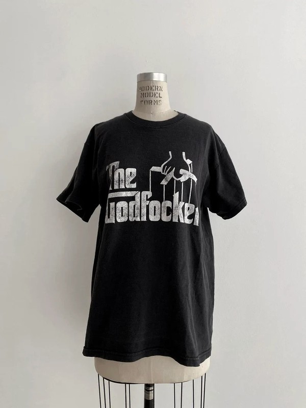 ⭕ 90s Y2K Vintage The GodFocker shirt : parody funny rave punk pants jacket bag
