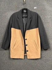 BDG Coat Womens Small Black Tan Colorblock Wool Blend Long Blazer Jacket