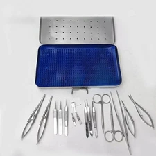 Micro Hand Surgery Instruments Kit Microvascular Clamp Surgical Suture Kit 17Pcs