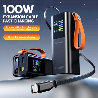 Laptop Powerbank 50000mAh externer Akku 100W USB-C Ports & Kabel Ladegerät