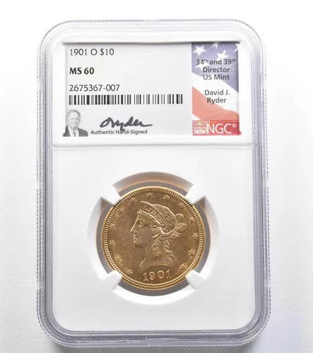 1901-O $10 Liberty Head Gold Eagle David Ryder MS60 NGC *8041
