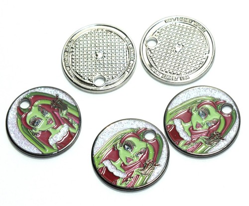 Pathtag 5 Pathtags Geocaching Souvenir Coins Monster High Disney Sewer Lid S119