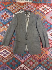 Mani By Giorgio Armani VTG Sport Coat Wool Silk Cotton Tweed Blue Black 40r