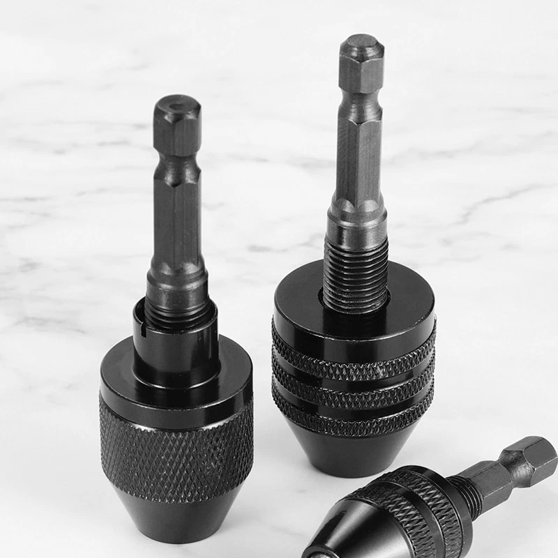 Keyless Drill Chuck Adapter Hex Shank Impact Driver Converter for Drill Bits