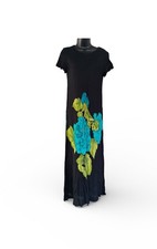 vintage Carole Little black And blue floral print maxi dress