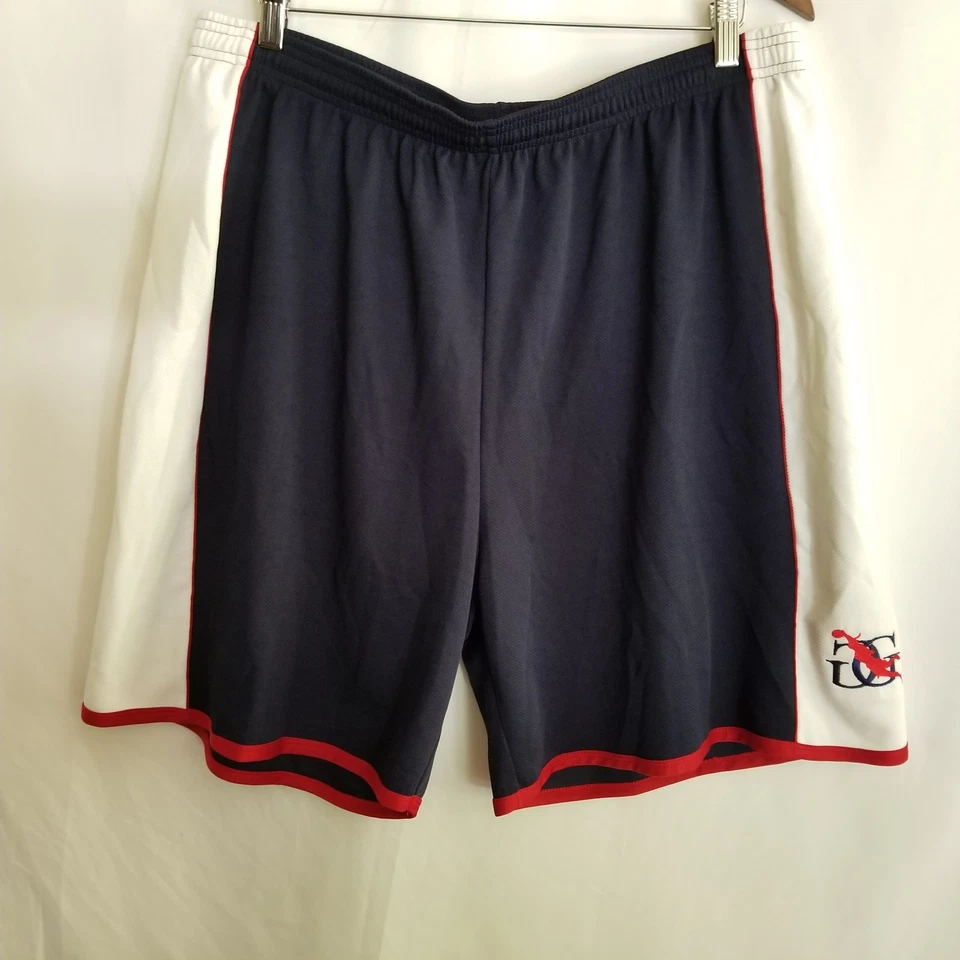 Pantalones Cortos Deportivos DC De Colección XL Azul Marino Blanco Rojo Borde Bandera de EE. UU. Logo Hombres Baloncesto Foto 3 de 4