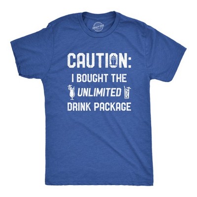 Mens Caution I Bought The Unlimited Drink Package T Shirt Funny Cruise Vacation