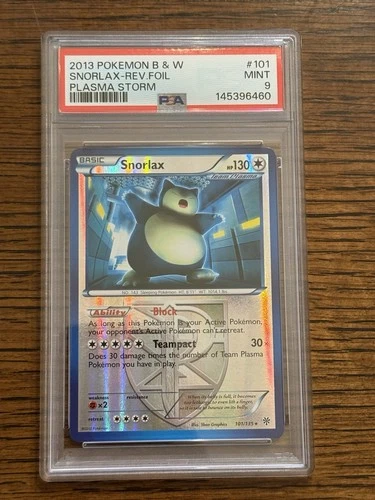 2013 Pokemon B&W Plasma Storm #101 Snorlax Reverse Foil PSA 9
