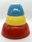 Vintage Pyrex Primary Colors 3 Nesting Mixing Bowls 404 Red 402 Yellow 401 Blue