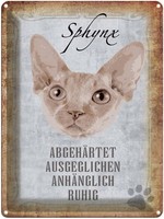 Blechschild 40X30 Cm Sphynx Katze Deko Geschenk Metall Schild