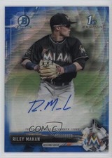 2017 Bowman Draft Chrome Pick Blue Wave Refractor 105/150 Riley Mahan Auto 1k5
