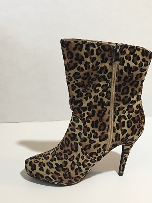 Leopard Print Ankle Boots Size 8.5(US) Brown Stiletto Boots Gift Foot Wear