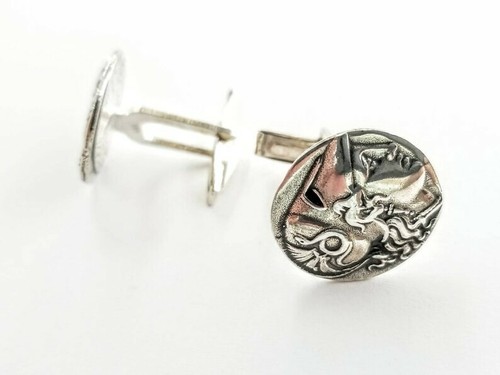 Coin cufflinks of Athena the Goddess, in sterling silver 925 - Picture 12 of 12