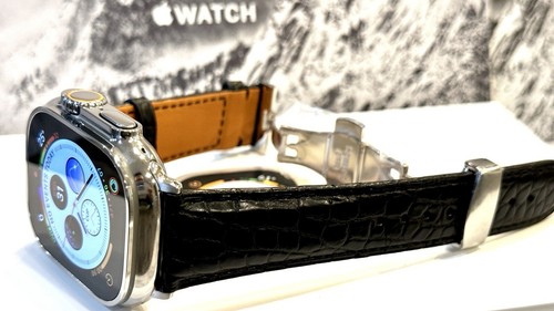 Apple Watch ULTRA 49mm Diamond POLISHED Titanium Black Alligator Band Custom LTE - 第 14/16 張圖片