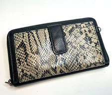 RACHEL ROY Black Leather Zip Around Wallet w/Drop Down Front Flap w/CC & ID