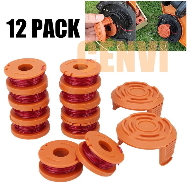 12Pcs Replace Spool String Trimmer Line Spools+Caps For WORX WA0010