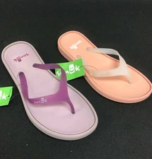 Sanuk Women's Sidewalker Flip Flops Sandals 1100633 Sea Fog Spanish Villa Jelly