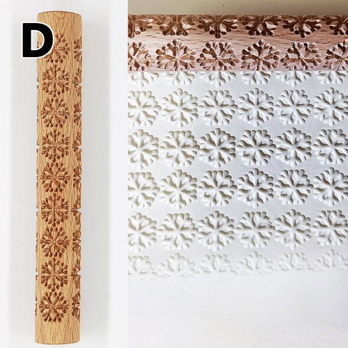 Rolling Pin Rod Wooden Embossed Baking Cookies Baking Tool DIY Clay Pottery Art - Picture 16 of 22