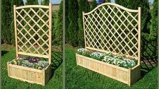 Wooden Garden Double Flower Planter With Trellis for Climbing Plant Support