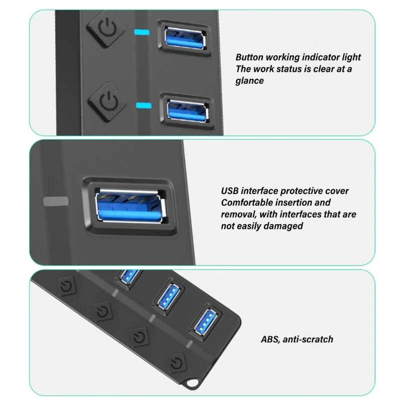 USB Extension Hub USB Hub with 7Port/4Port and Switches for Office Home Use