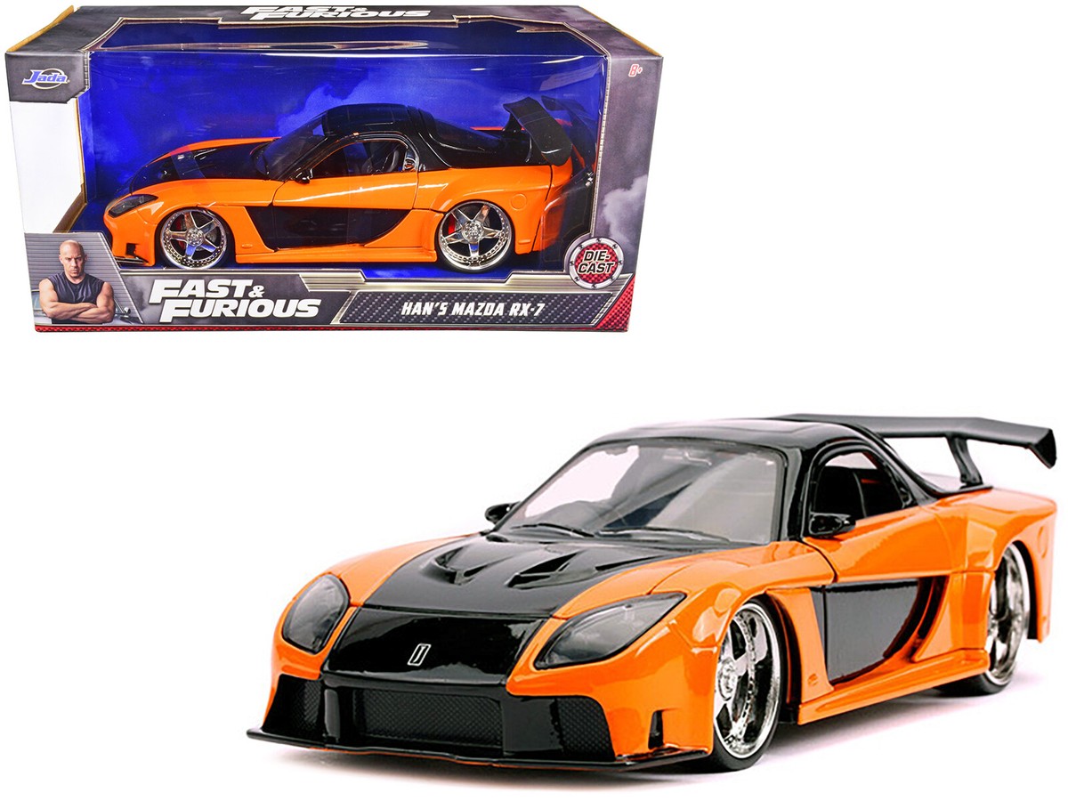 ミニカー JADATOYS FAST&FURIOUS HAN'S MAZDA RX-7 Jada Toys, 1:32 Scale Diecast Car, Han's Mazda RX-7, Orange