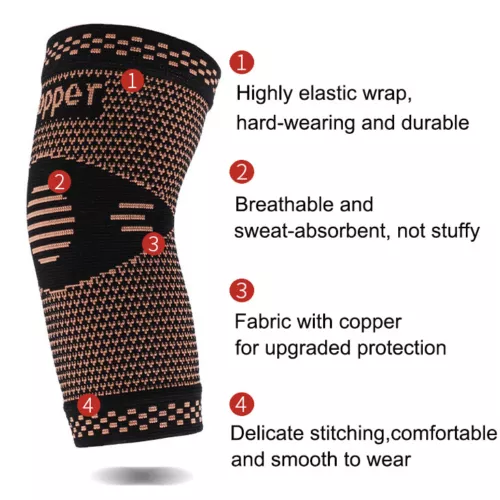 2x Elbow Support Arm Brace Compression Sleeves Joint Pain Relief For Men Women-- - Picture 5 of 23