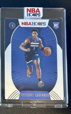 2020-21 Panini NBA Hoops Anthony Edwards Silver Font RC Rookie Card - Encased