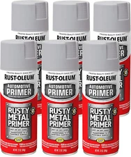 249331-6PK Automotive Rusty Metal Primer Spray Paint, 12 Oz, Light Gray, 6 Pack