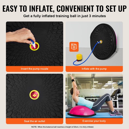VEVOR 26" Half Exercise Ball Trainer Yoga Balance Stability Ball Resistance Band - Picture 5 of 12