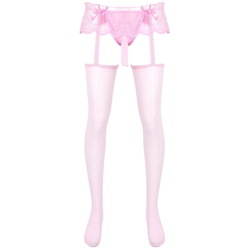 UK Herren Sissy transparente Overknee Strümpfe Dessous Strumpfhose Strumpfgürtel Höschen - Bild 75 von 87