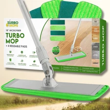 Turbo Mop Microfiber Mop for Floor cleaning- Tile & Wood Floor 4 Reusable Pads