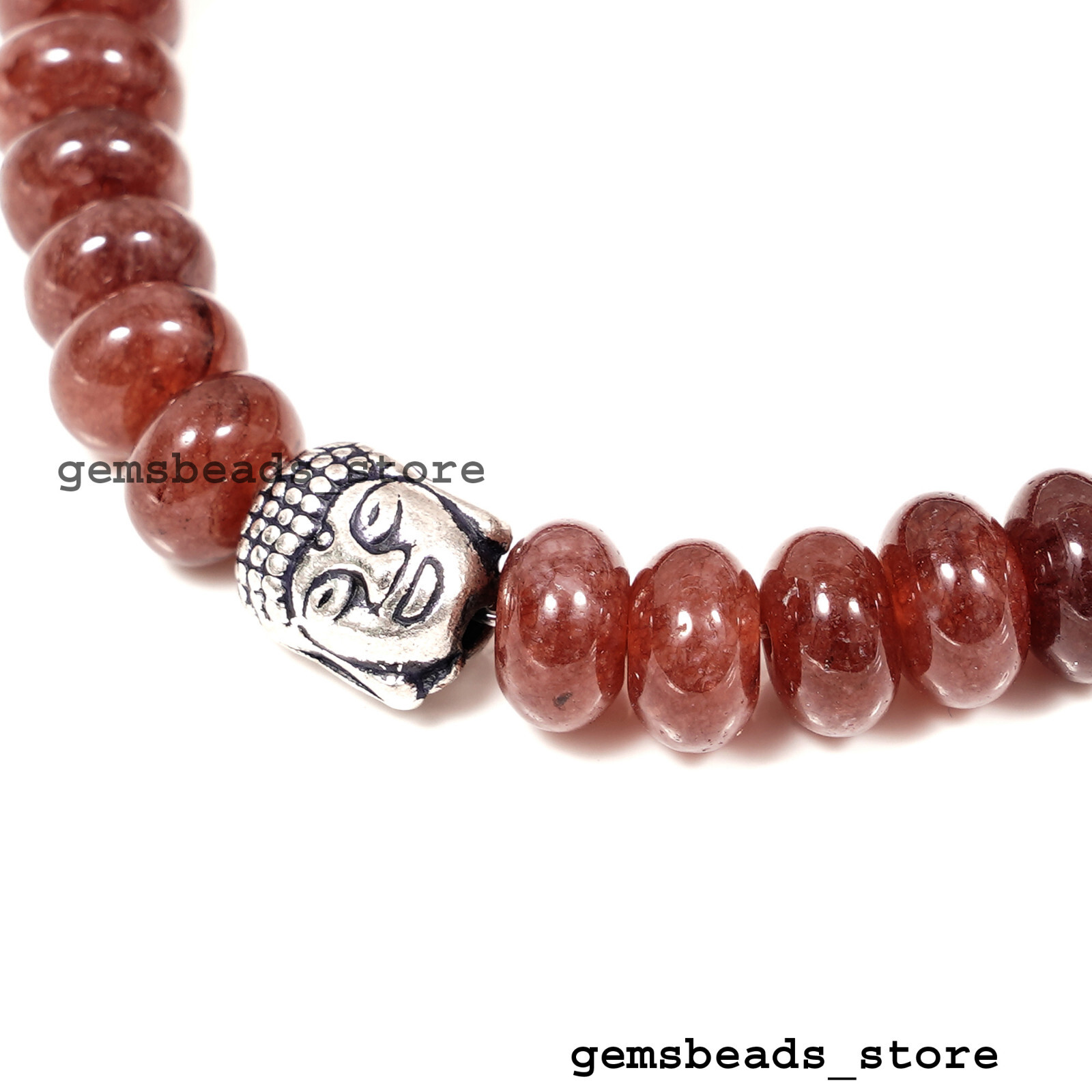 Chocolate Moonstone 8-9MM Buddha Stretch Gemstone Adjustable Bracelet 7 Inches  