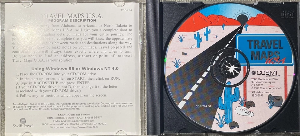 Vintage 1998 Smith Jewel Cosmi Travel Maps USA PC CD ROM Windows 95 Or Higher - Image 3 of 3