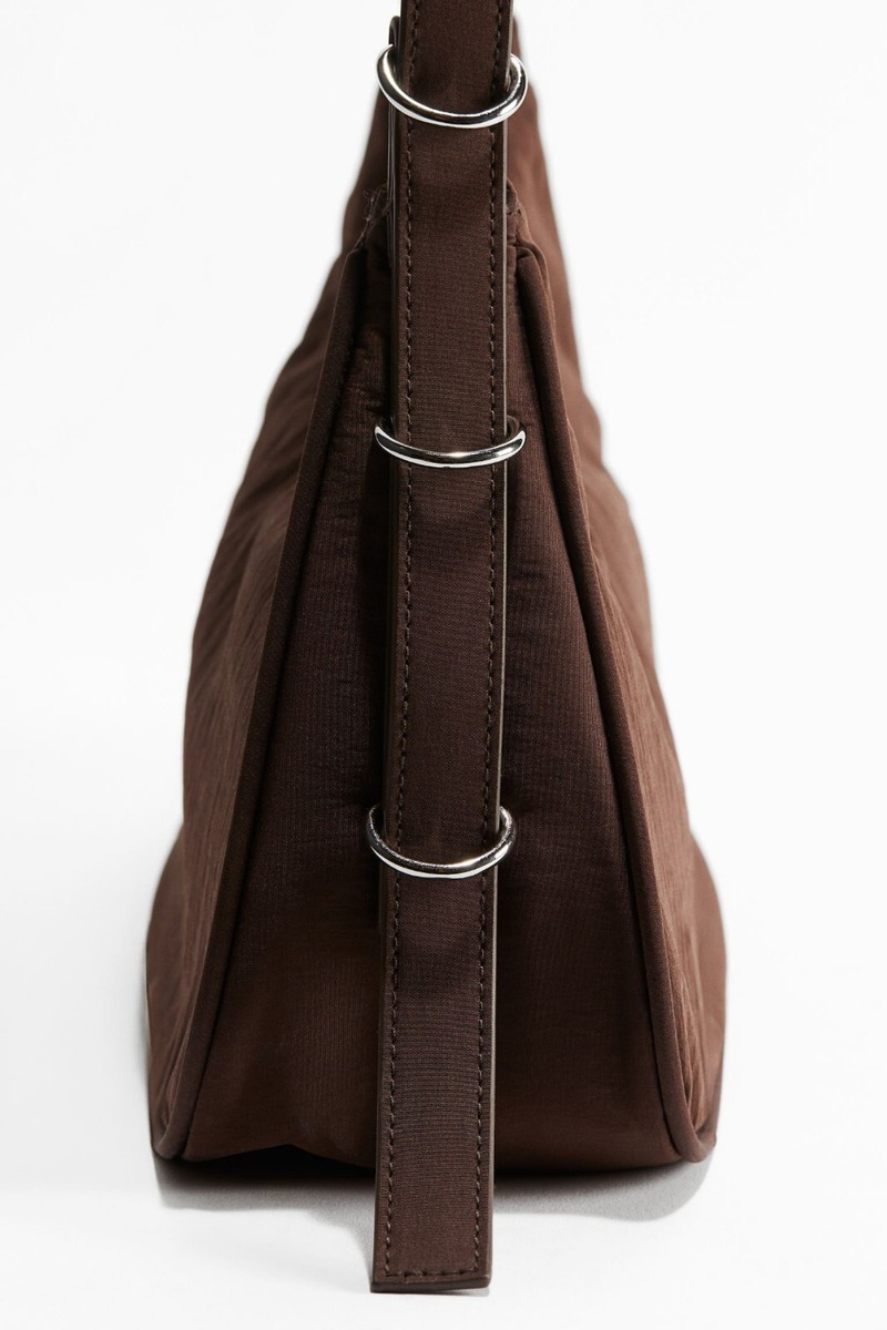 rough style bag／dark brown H&M Nylon Shoulder Bag Black / Dark Brown Adjustable Single