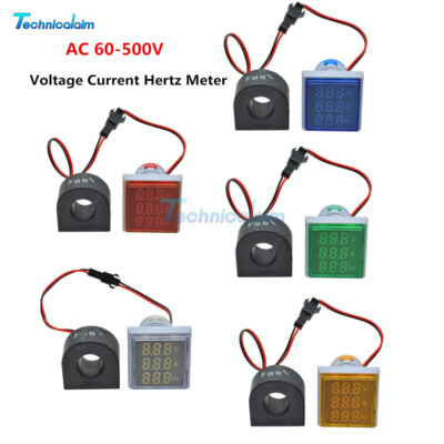 AC 50-380V 0-100A 3 in 1 Digital LED Voltage Current Hertz Meter Indicator 22mm