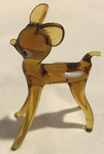 3 PIECE BLOWN GLASS MINIATURE AMBER DEER SET - Picture 5 of 8