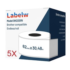 5x etykieta kompatybilna. do Brother DK22205 62mm x 30,48m bez końca +1x wymienny uchwyt