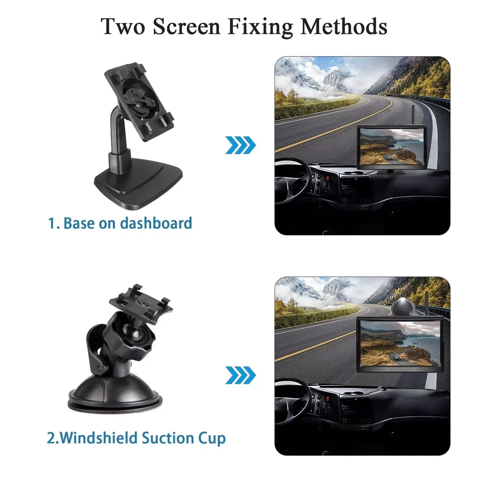 5'' IPS Screen Monitor 2x 1080P Digital Wireless Backup Cameras For Trailer RV - Image 4 of 4