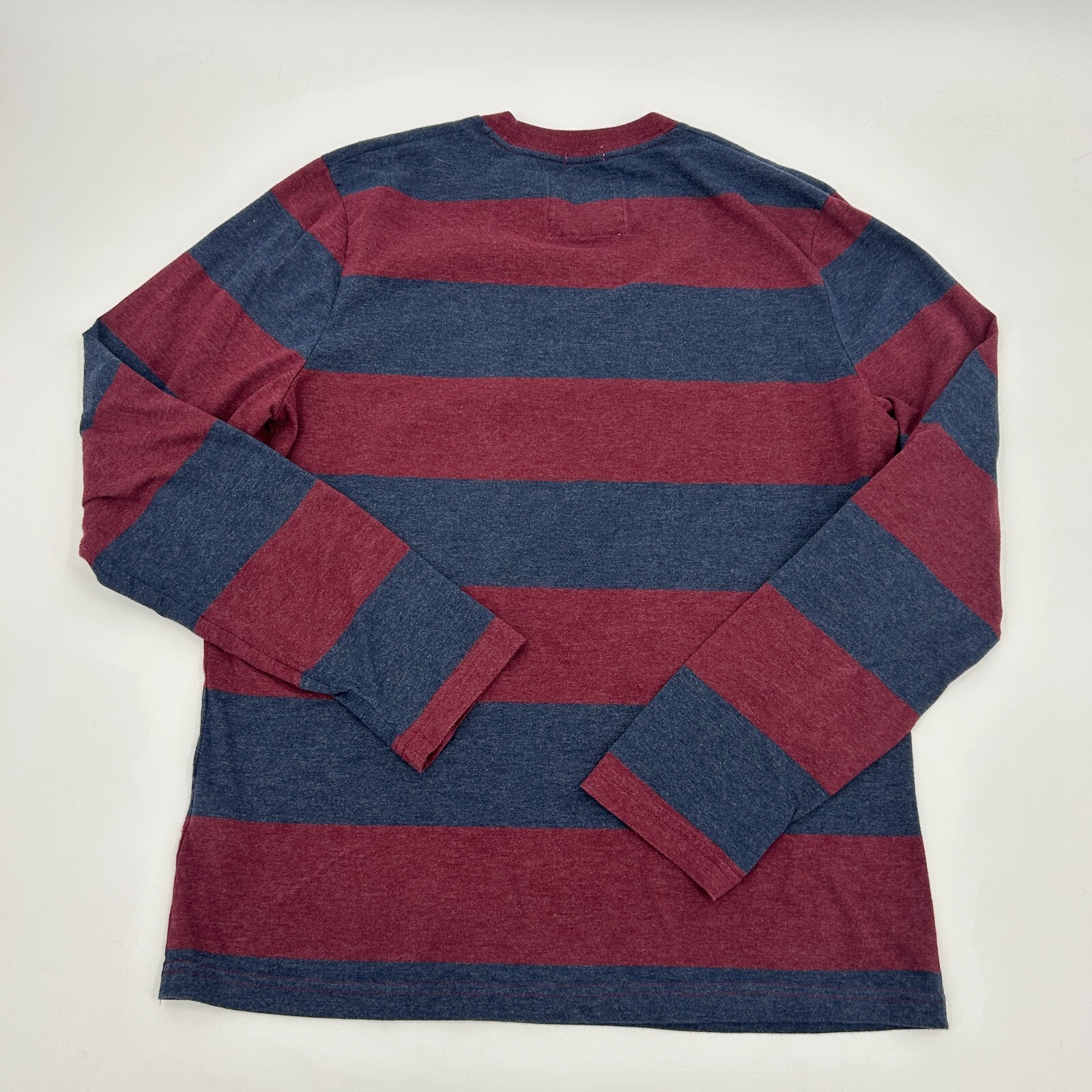 Vtg Abercrombie Rugby Crew Red and Blue Strip Sz Lg Long Sleeve Muscle Tee
