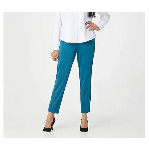 BOB MACKIE NEW $61 Slim Leg Faux Suede Pull-On Pants in Teal XSP - Picture 3 of 3