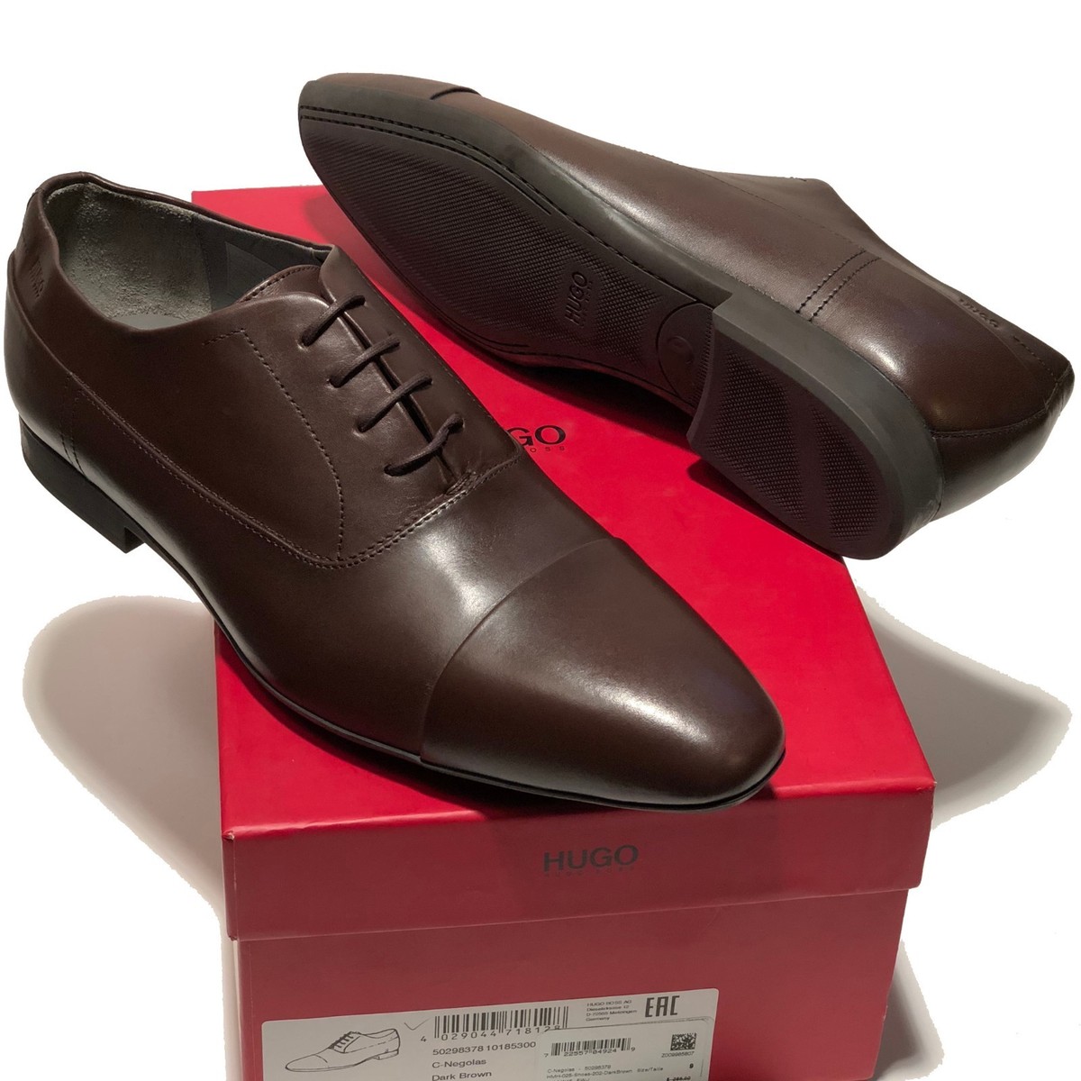 HUGO BOSS Red Label Brown Leather Captoe Men's Fashion Oxford