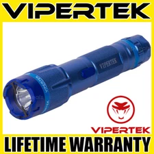 VIPERTEK Stun Gun VTS-T03 BLUE Metal Rechargeable LED Flashlight