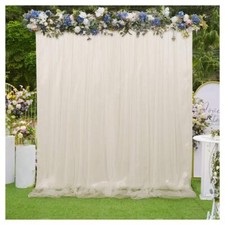 Ivory Tulle Backdrop Curtains 5ftx7ft Weddings Backdrop Drapes for Baby Showe...