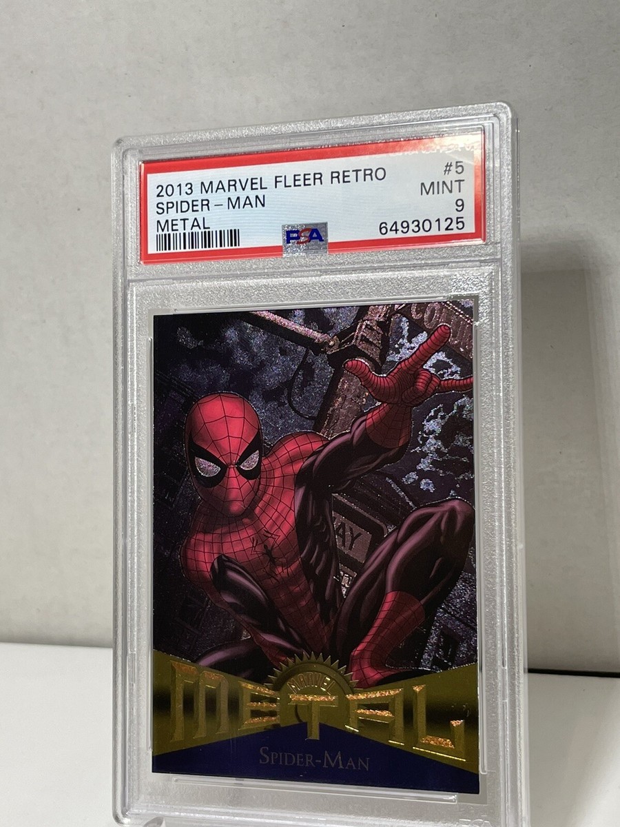 スパイダーマンレアモノカード Spider-Man 2013 Fleer Retro Marvel Metal Spiderman #5 PSA 9