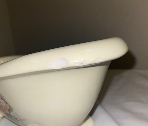 Vintage Athena VB Clawfoot Bathtub Soap Dish Ceramic Floral 8.75x4” Chip - Picture 9 of 10