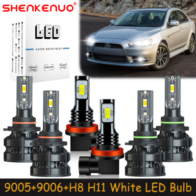 For Mitsubishi Lancer 2008-2014 LED Headlights High Low Beam Fog Light Bulbs Z8